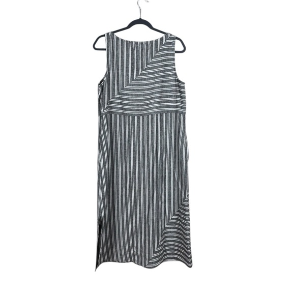 J Jill Love Linen Striped Maxi Dress Medium Coastal Euro Summer Beachy Grey - Picture 4 of 7